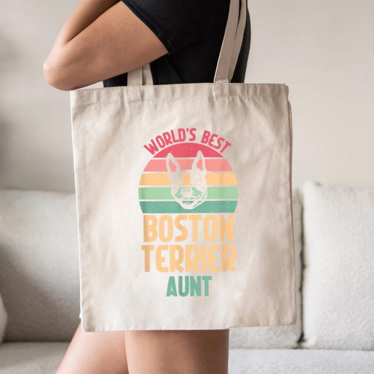 Worlds Best Boston Terrier Aunt Canvas Tote Bag, novelty gifts, funny gifts