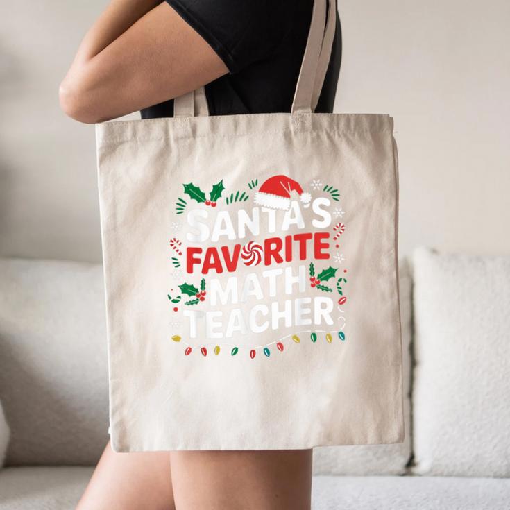 Xmas Lighting Santa's Favorite Math Teacher Christmas Canvas Tote Bag, novelty gifts, funny gifts Xmas Lighting Santa's Favorite Math Teacher Christmas Canvas Tote Bag, novelty gifts, funny gifts