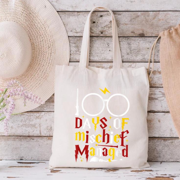 100 Days Of Mischief Managed Teacher Kid 100th Day Of School Canvas Tote Bag, gift for family, gift for coworker 100 Days Of Mischief Managed Teacher Kid 100th Day Of School Canvas Tote Bag, gift for family, gift for coworker