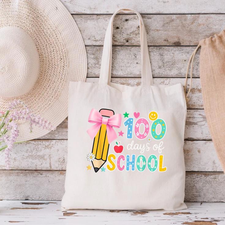 100 Days Of School Preppy 100th Day Of School Teachers Girls Canvas Tote Bag, gift for family, gift for coworker 100 Days Of School Preppy 100th Day Of School Teachers Girls Canvas Tote Bag, gift for family, gift for coworker