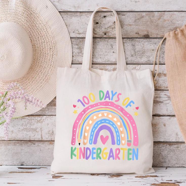 100th Day Of Kindergarten Teacher Kids 100 Days Smarter Canvas Tote Bag, gift for family, gift for coworker 100th Day Of Kindergarten Teacher Kids 100 Days Smarter Canvas Tote Bag, gift for family, gift for coworker
