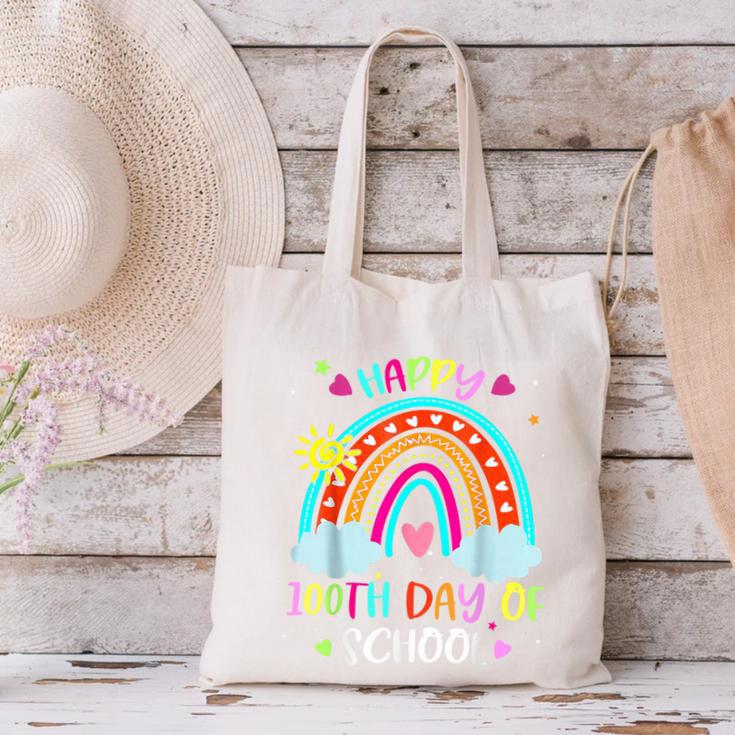 100th Day Of School Rainbow Happy 100 Days Smarter Teacher Canvas Tote Bag, gift for family, gift for coworker