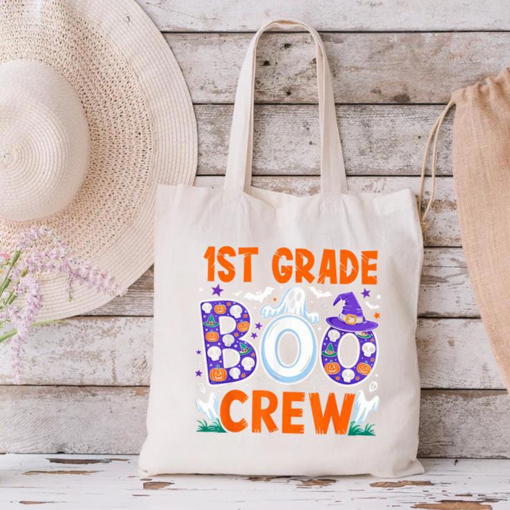 1st Grade Boo Crew First Grade Teacher Kids Happy Halloween Canvas Tote Bag, First Grade Teacher Tote Bags, gift for family, gift for coworker