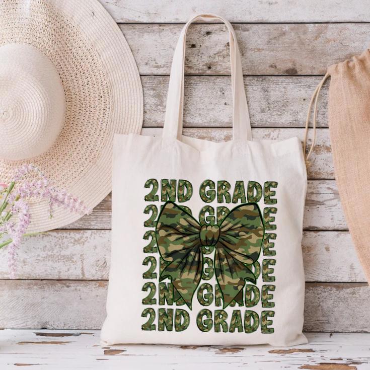 2nd Grade Teacher Student Camo Bow Back To School Canvas Tote Bag, 2nd Grade Teacher Tote Bags, gift for family, gift for coworker 2nd Grade Teacher Student Camo Bow Back To School Canvas Tote Bag, 2nd Grade Teacher Tote Bags, gift for family, gift for coworker