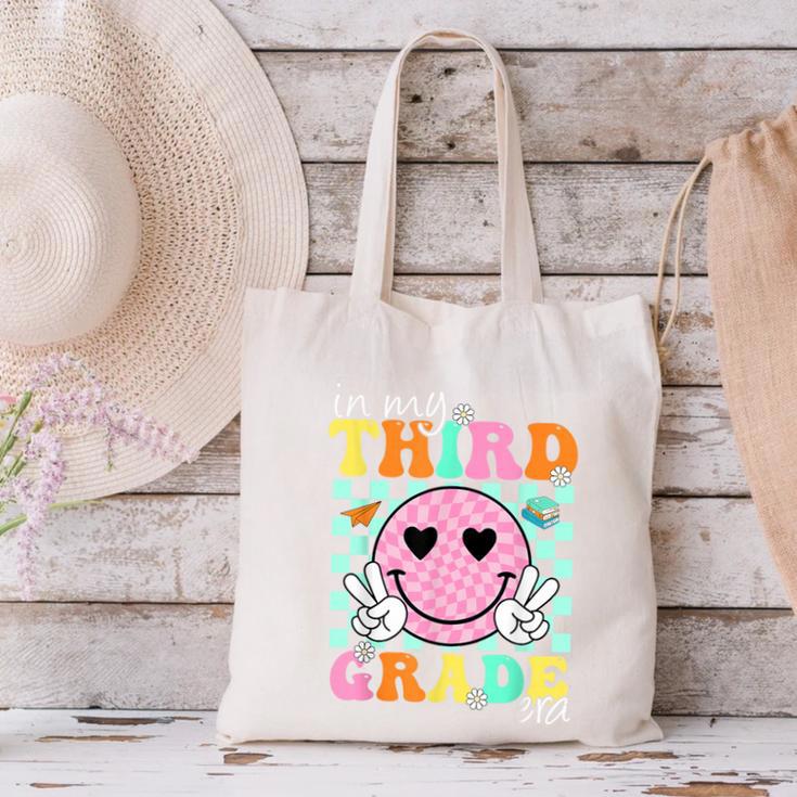 In My 3rd Grade Era Back To School Smile Face Teacher Kid Canvas Tote Bag, gift for family, gift for coworker In My 3rd Grade Era Back To School Smile Face Teacher Kid Canvas Tote Bag, gift for family, gift for coworker