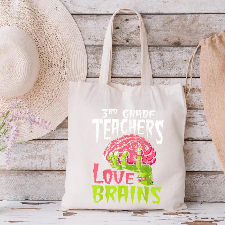 3rd Grade Teachers Love Brains Zombie Teacher Halloween Canvas Tote Bag, gift for family, gift for coworker 3rd Grade Teachers Love Brains Zombie Teacher Halloween Canvas Tote Bag, gift for family, gift for coworker