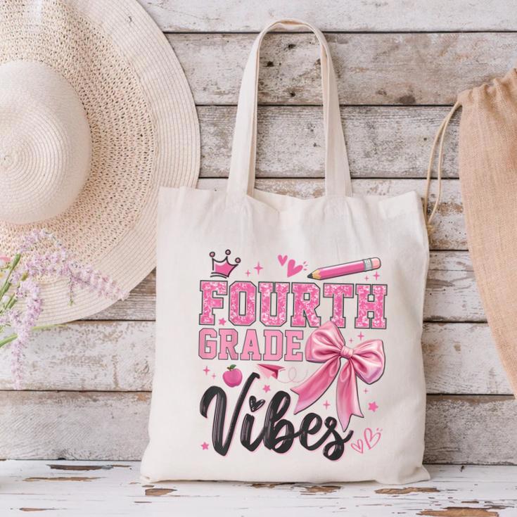 4th Fourth Grade Vibes Back To School Coquette Teacher Girl Canvas Tote Bag, 4th Grade Teacher Tote Bags, gift for family, gift for coworker 4th Fourth Grade Vibes Back To School Coquette Teacher Girl Canvas Tote Bag, 4th Grade Teacher Tote Bags, gift for family, gift for coworker