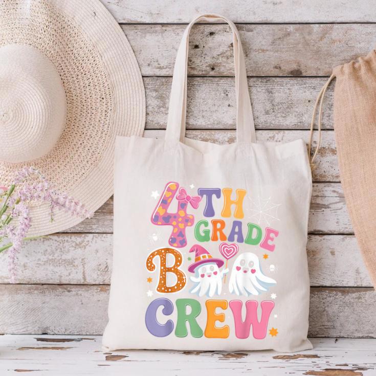 4th Grade Boo Crew Fourth Grade Teacher Kids Happy Halloween Canvas Tote Bag, 4th Grade Teacher Tote Bags, gift for family, gift for coworker
