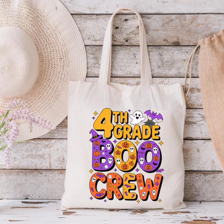 4th Grade Boo Crew Ghost Halloween Teacher Costume Canvas Tote Bag, 4th Grade Teacher Tote Bags, gift for family, gift for coworker