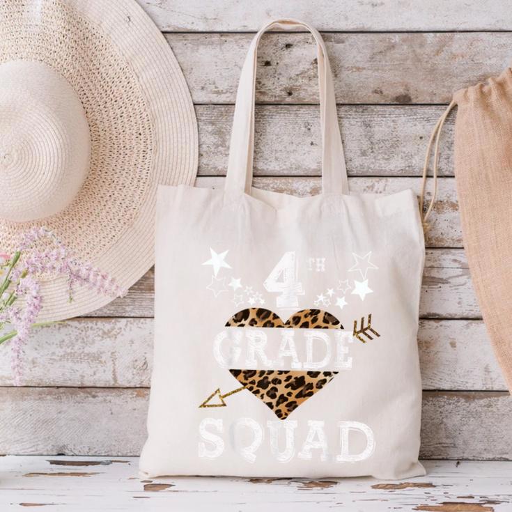 4th Grade Squad Star Team Leopard Teacher Crew Student Men Women Girls Kids Canvas Tote Bag, 4th Grade Teacher Tote Bags, gift for family, gift for coworker