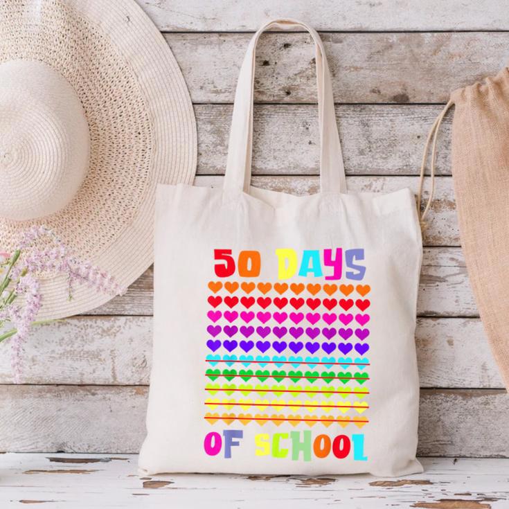 50 Days Of School Hearts Teacher Happy 50th Day Of School Canvas Tote Bag, gift for family, gift for coworker 50 Days Of School Hearts Teacher Happy 50th Day Of School Canvas Tote Bag, gift for family, gift for coworker