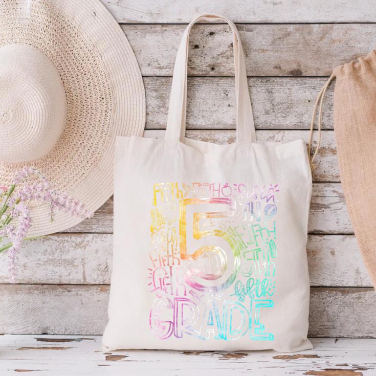 5th Grade Typography Team Fifth Grade Teacher Back To School Canvas Tote Bag, gift for family, gift for coworker