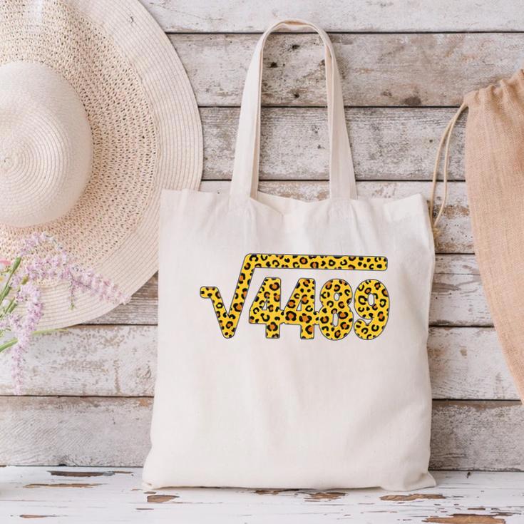6 7 Leopard Pattern Meme Square Root 4489 Slang Math Teacher Canvas Tote Bag, gift for family, gift for coworker
