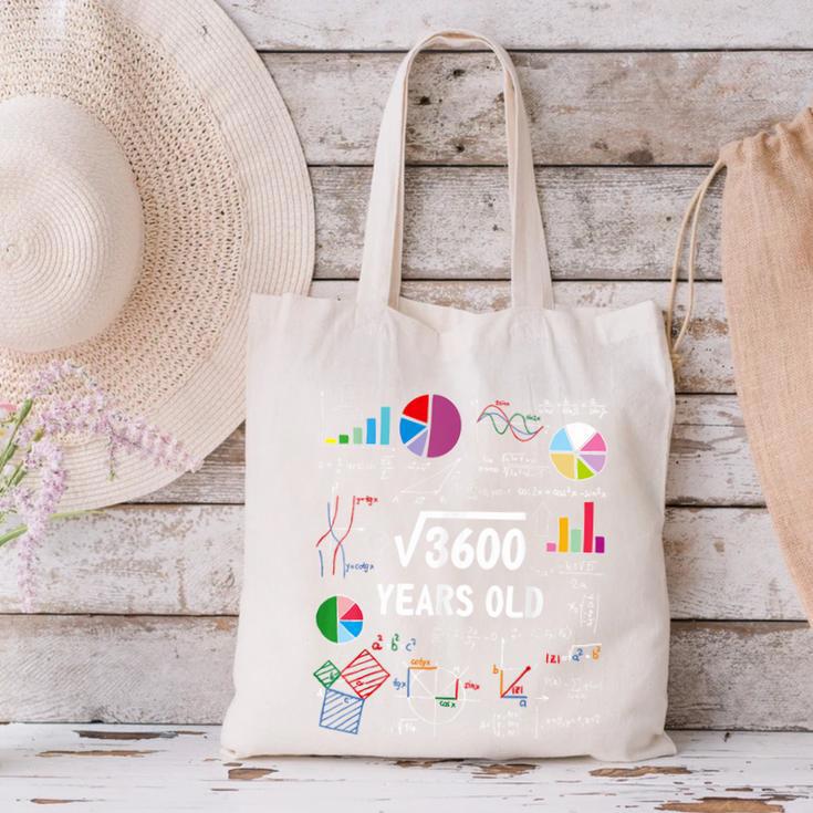 60 Year Old Math Teacher Square Root Of 3600 60th Birthday Canvas Tote Bag, gift for family, gift for coworker