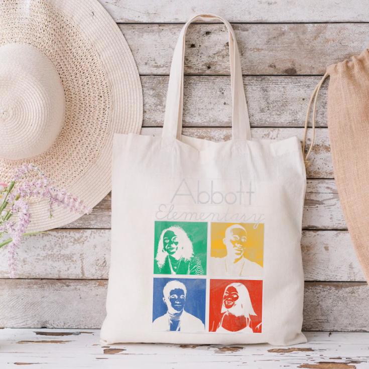 Abbott Elementary Colorful Pop Art Teachers TV Show Canvas Tote Bag, gift for family, gift for coworker