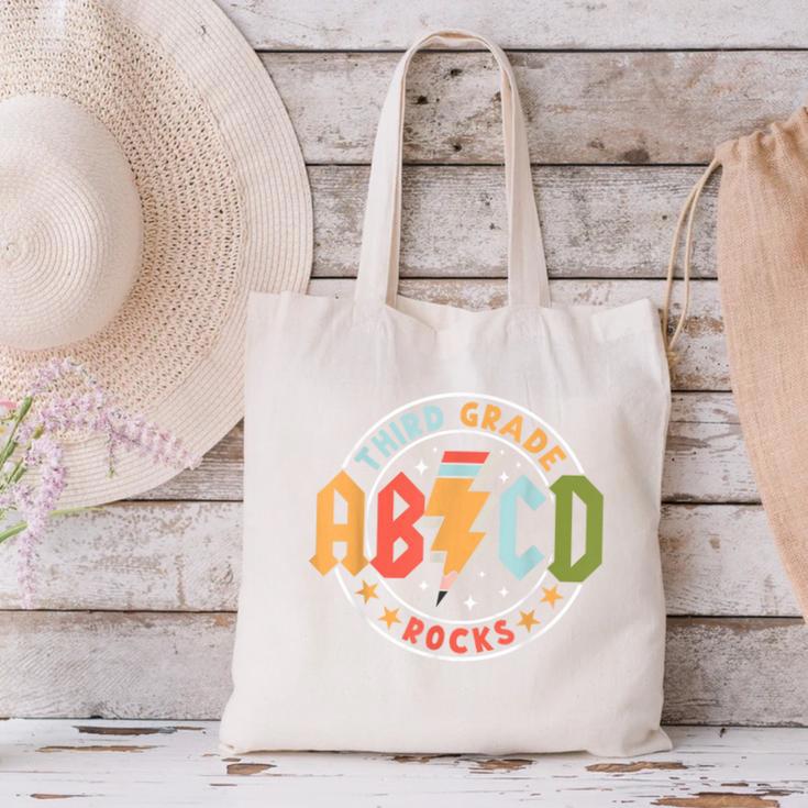 ABCD 3rd Grade Rocks Pencil Lightning Teachers Rock Boys Canvas Tote Bag, gift for family, gift for coworker ABCD 3rd Grade Rocks Pencil Lightning Teachers Rock Boys Canvas Tote Bag, gift for family, gift for coworker