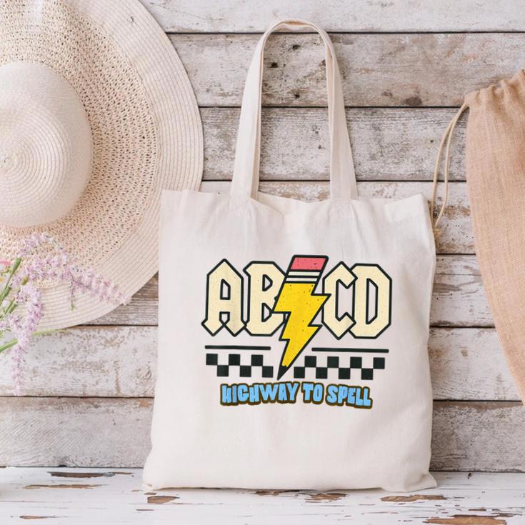 ABCD Highway To Spell Pencil Teacher & Student Font Me Canvas Tote Bag, gift for family, gift for coworker ABCD Highway To Spell Pencil Teacher & Student Font Me Canvas Tote Bag, gift for family, gift for coworker