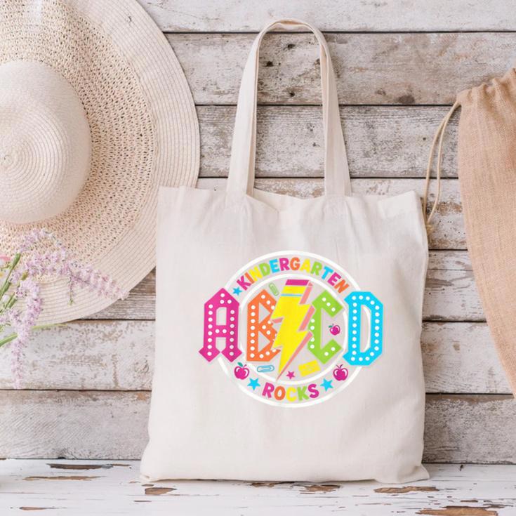 ABCD Kindergarten Rocks Back To School Teachers Students Canvas Tote Bag, gift for family, gift for coworker