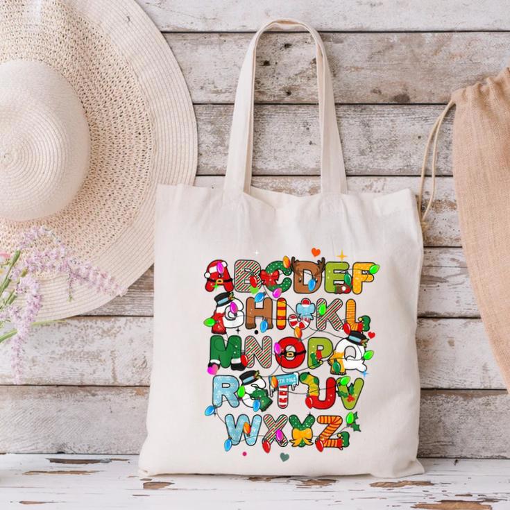 ABCs Learning Kindergarten Teacher Christmas Lights Alphabet For Men Women Kids Canvas Tote Bag, gift for family, gift for coworker ABCs Learning Kindergarten Teacher Christmas Lights Alphabet For Men Women Kids Canvas Tote Bag, gift for family, gift for coworker
