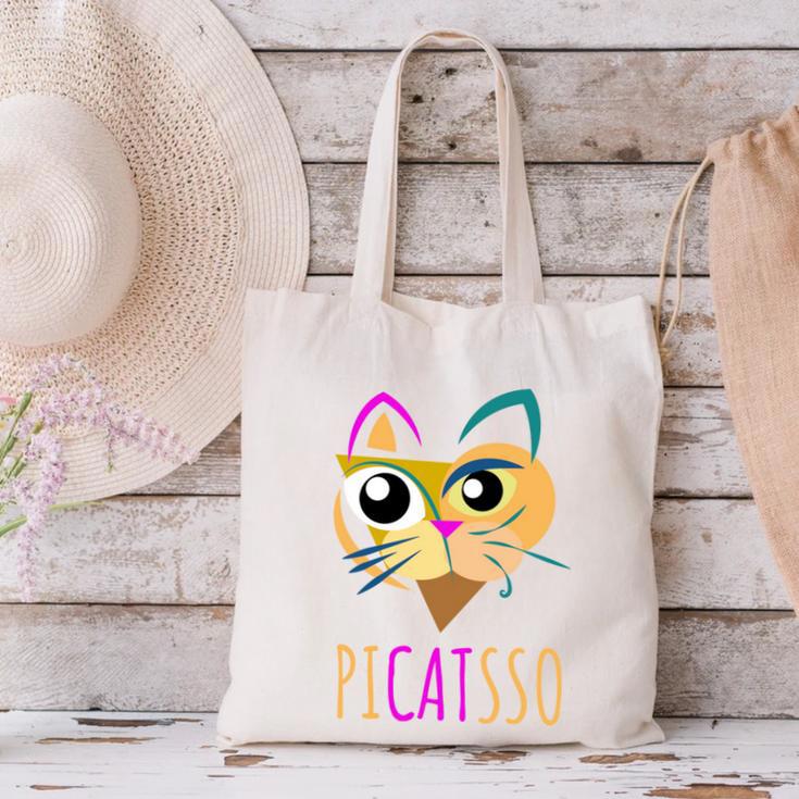 Abstract Cat Art Picatsso Shirt For Art Teachers Canvas Tote Bag, gift for family, gift for coworker Abstract Cat Art Picatsso Shirt For Art Teachers Canvas Tote Bag, gift for family, gift for coworker