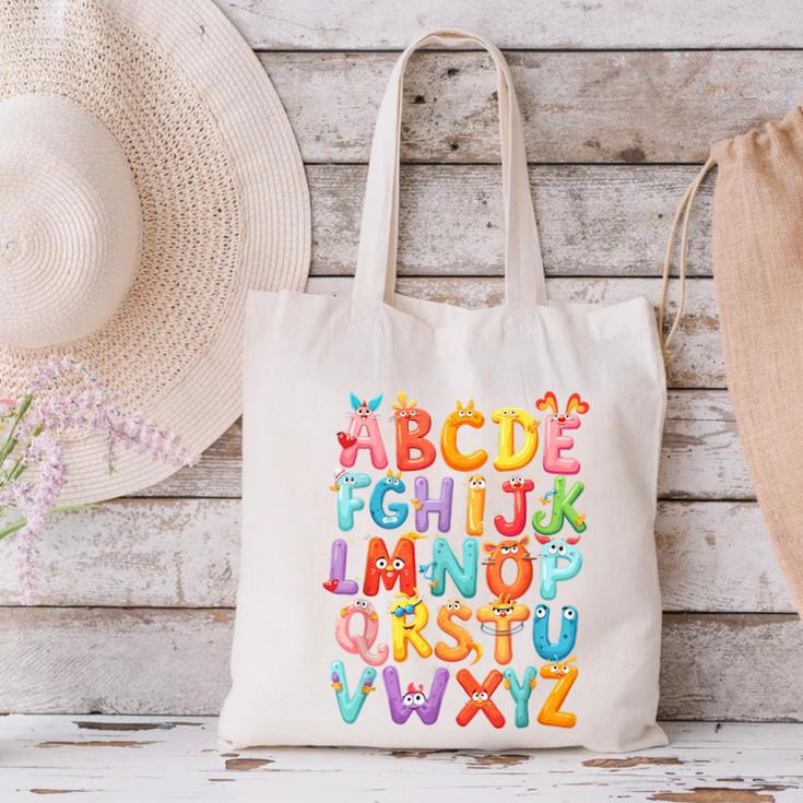 Alphabet A-Z ABC Kids Back To School Pre K Teachers Canvas Tote Bag, gift for family, gift for coworker Alphabet A-Z ABC Kids Back To School Pre K Teachers Canvas Tote Bag, gift for family, gift for coworker