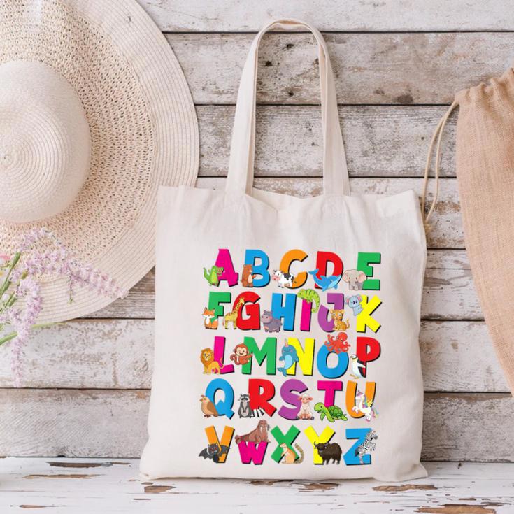 Alphabet Animals ABCs Zoo Kids Boys Girls Teacher Canvas Tote Bag, gift for family, gift for coworker