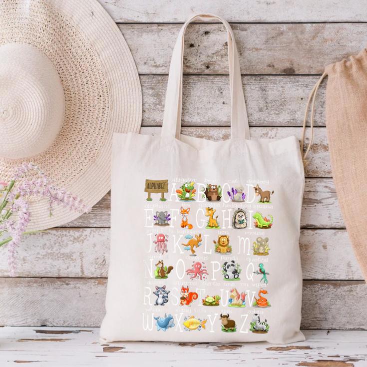 Alphabet Animals Back To School Pre-K Kindergarten Teacher Canvas Tote Bag, gift for family, gift for coworker Alphabet Animals Back To School Pre-K Kindergarten Teacher Canvas Tote Bag, gift for family, gift for coworker