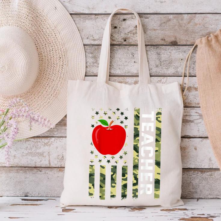 American Flag Camouflage Teacher Patriotic 4th Of July Canvas Tote Bag, gift for family, gift for coworker