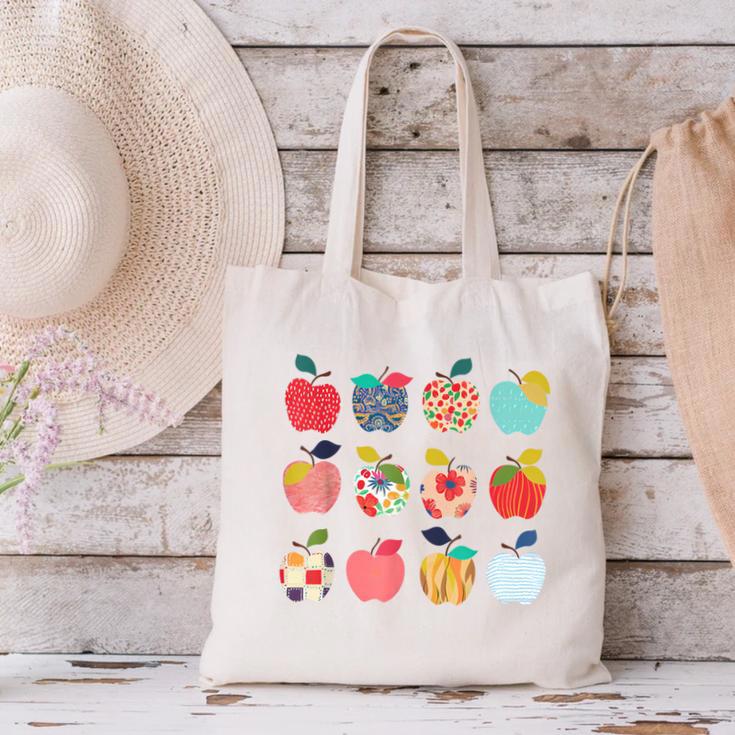 Art Apples Back To School For Teacher Student Canvas Tote Bag, gift for family, gift for coworker Art Apples Back To School For Teacher Student Canvas Tote Bag, gift for family, gift for coworker