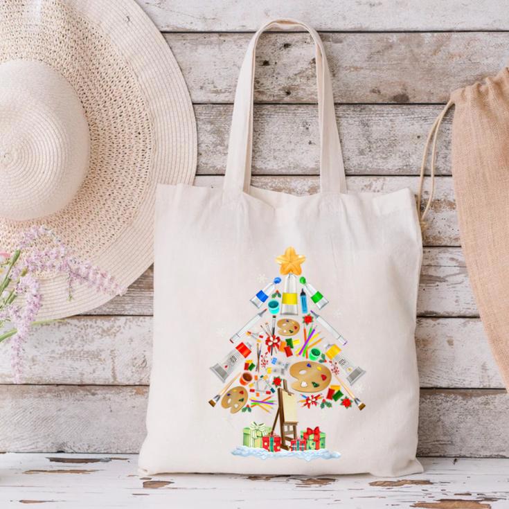 Art Christmas Tree Merry Christmas Artist Art Teacher Canvas Tote Bag, gift for family, gift for coworker Art Christmas Tree Merry Christmas Artist Art Teacher Canvas Tote Bag, gift for family, gift for coworker