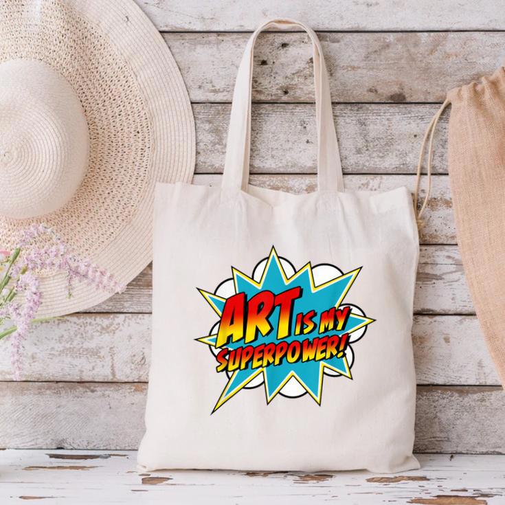 Art Is My Superpower Comic Artist Art Teacher Superhero Canvas Tote Bag, gift for family, gift for coworker Art Is My Superpower Comic Artist Art Teacher Superhero Canvas Tote Bag, gift for family, gift for coworker