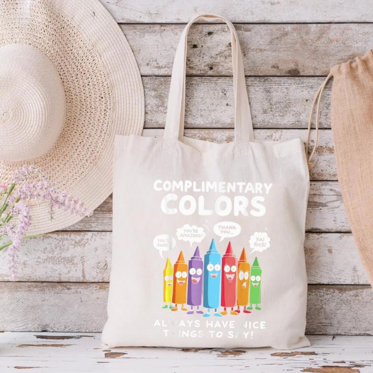 Art Teacher COMPLIMENTARY Colors Always Have Things To Say Canvas Tote Bag, gift for family, gift for coworker Art Teacher COMPLIMENTARY Colors Always Have Things To Say Canvas Tote Bag, gift for family, gift for coworker