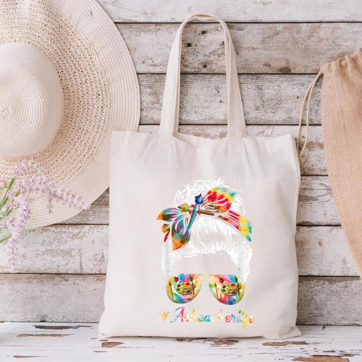 Art Teacher Life Messy Bun Back To School Art Teacher Canvas Tote Bag, gift for family, gift for coworker Art Teacher Life Messy Bun Back To School Art Teacher Canvas Tote Bag, gift for family, gift for coworker
