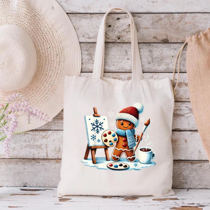 Artist Gingerbread Painter Art Teacher Student Christmas Canvas Tote Bag, gift for family, gift for coworker Artist Gingerbread Painter Art Teacher Student Christmas Canvas Tote Bag, gift for family, gift for coworker