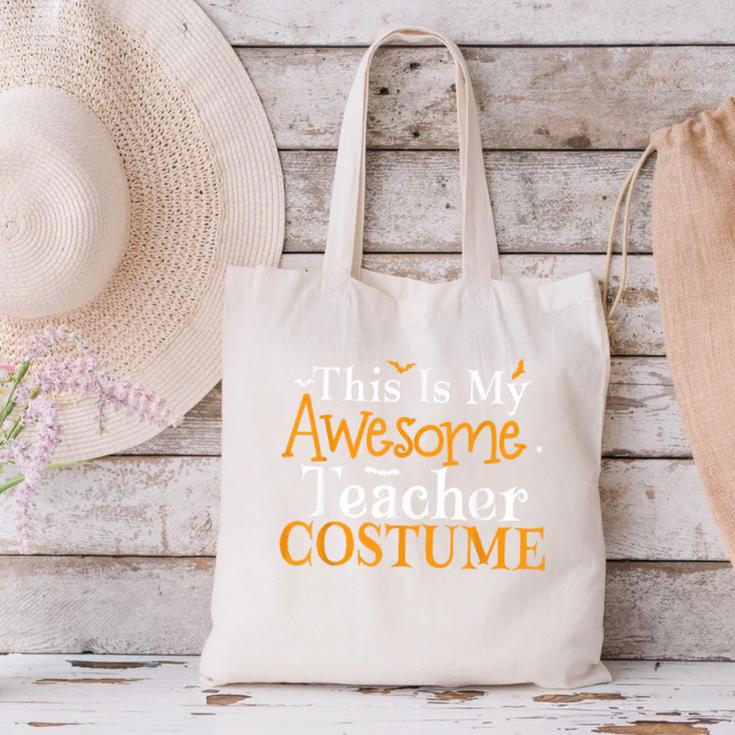 This Is My Awesome Teacher Costume Halloween Party Matching Canvas Tote Bag, gift for family, gift for coworker