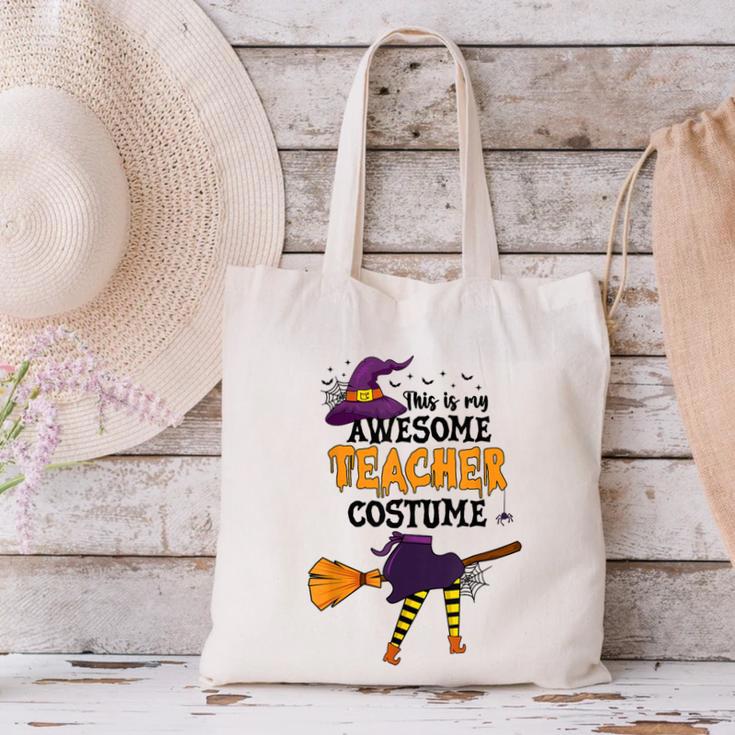 This Is My Awesome Teacher Costume Halloween Witch Canvas Tote Bag, gift for family, gift for coworker This Is My Awesome Teacher Costume Halloween Witch Canvas Tote Bag, gift for family, gift for coworker