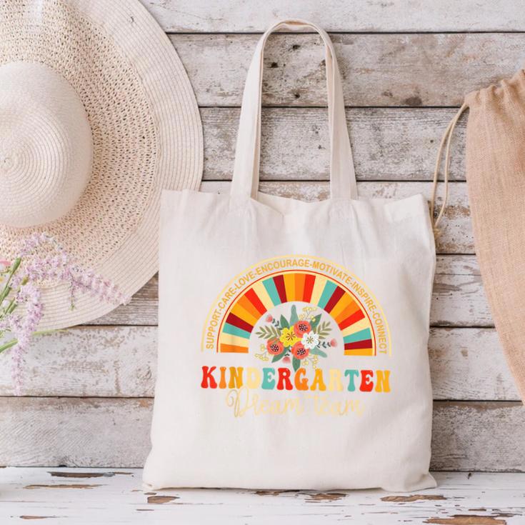 Back To School Kindergarten Dream Team Teacher Love Floral Canvas Tote Bag, gift for family, gift for coworker