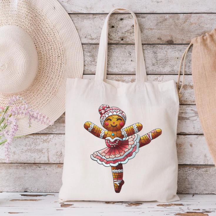 Ballet Dancer Gingerbread Christmas Dance Teacher Girl Women Canvas Tote Bag, gift for family, gift for coworker Ballet Dancer Gingerbread Christmas Dance Teacher Girl Women Canvas Tote Bag, gift for family, gift for coworker