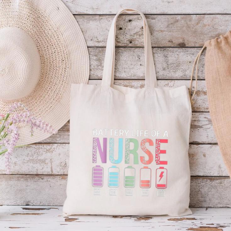Battery Life Of A Nurse School Teacher Appreciation Canvas Tote Bag, gift for family, gift for coworker Battery Life Of A Nurse School Teacher Appreciation Canvas Tote Bag, gift for family, gift for coworker