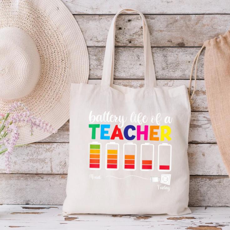 Battery Life Of a Teacher Shirt Thanksgiving Teacher Canvas Tote Bag, gift for family, gift for coworker Battery Life Of a Teacher Shirt Thanksgiving Teacher Canvas Tote Bag, gift for family, gift for coworker