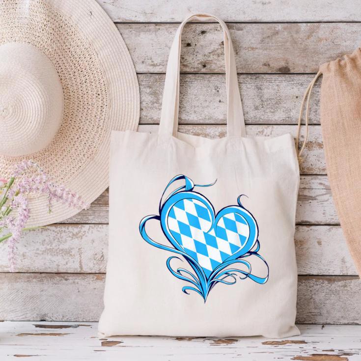 Bavarian Flag As Heart Blue Diamond Bavaria Canvas Tote Bag, gift for family, gift for coworker