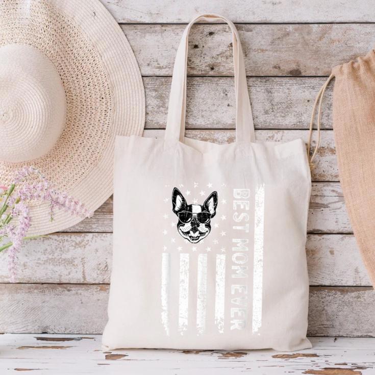 Best Boston Terrier Dog Mom Ever USA Flag For Men Women Kids Canvas Tote Bag, Boston Terrier Mom Tote Bags, gift for family, gift for coworker