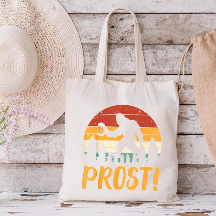 Bigfoot Sasquatch Prost Retro Bavarian Oktoberfest Men Women Canvas Tote Bag, gift for family, gift for coworker