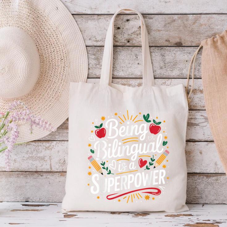 Being Bilingual Is A Superpower ESL Teacher School Canvas Tote Bag, Esl Teacher Tote Bags, gift for family, gift for coworker Being Bilingual Is A Superpower ESL Teacher School Canvas Tote Bag, Esl Teacher Tote Bags, gift for family, gift for coworker
