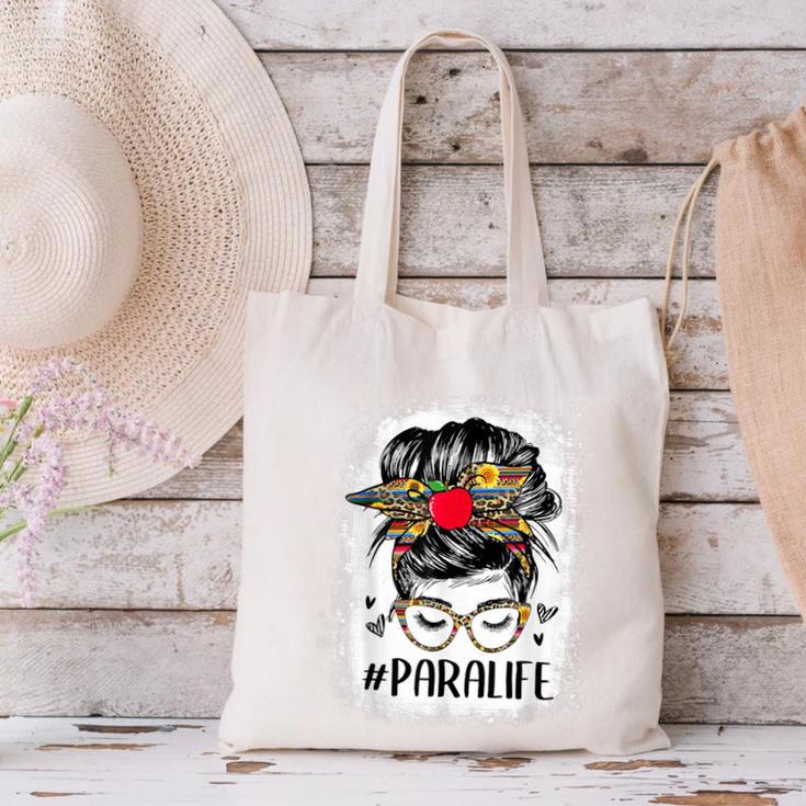 Bleached Teacher Para Life Paraprofessional Cute Messy Bun For Men Women Girls Kids Canvas Tote Bag, gift for family, gift for coworker