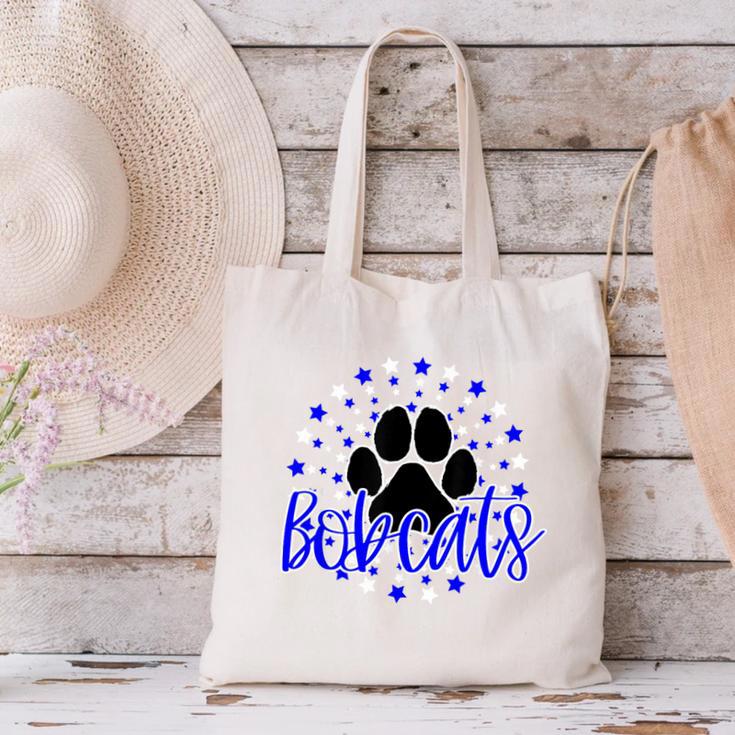 Blue Bobcats School Spirit Coquette Bow Mascot Teacher Canvas Tote Bag, gift for family, gift for coworker Blue Bobcats School Spirit Coquette Bow Mascot Teacher Canvas Tote Bag, gift for family, gift for coworker