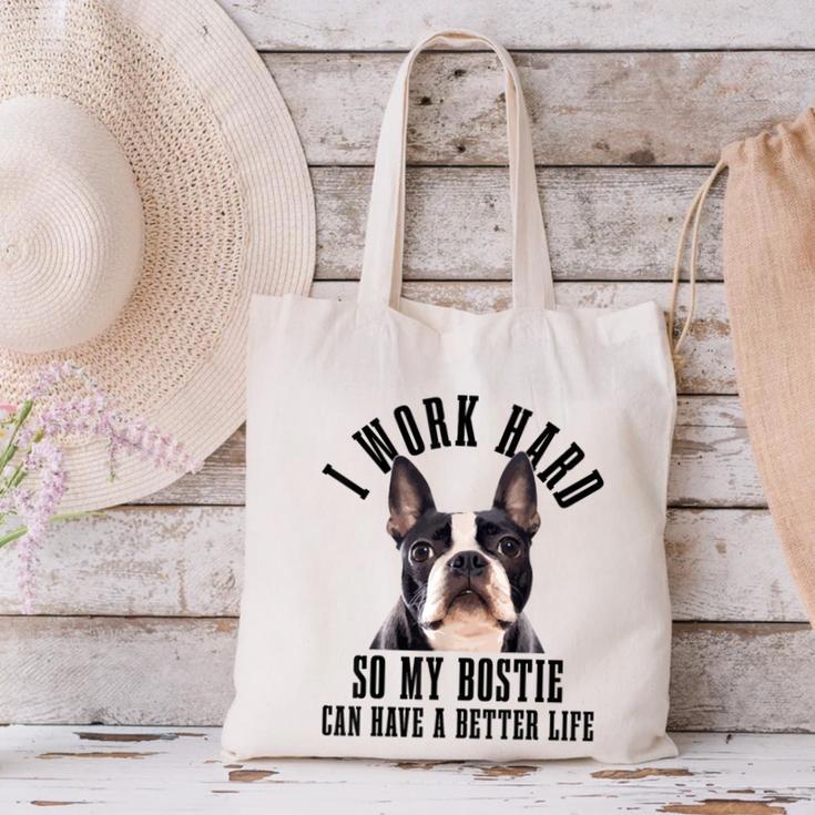 Bostie Mama Dog Dad Boston Terrier For Men Women Canvas Tote Bag, Boston Terrier Dad Tote Bags, gift for family, gift for coworker