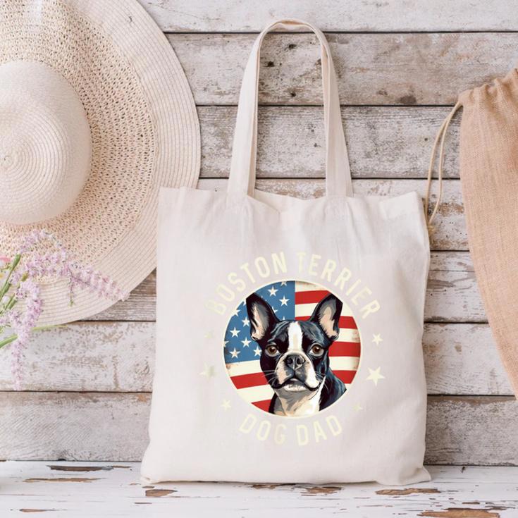 Boston Bull Terrier Men Boston Terrier Dog Dad Canvas Tote Bag, Boston Terrier Dad Tote Bags, gift for family, gift for coworker