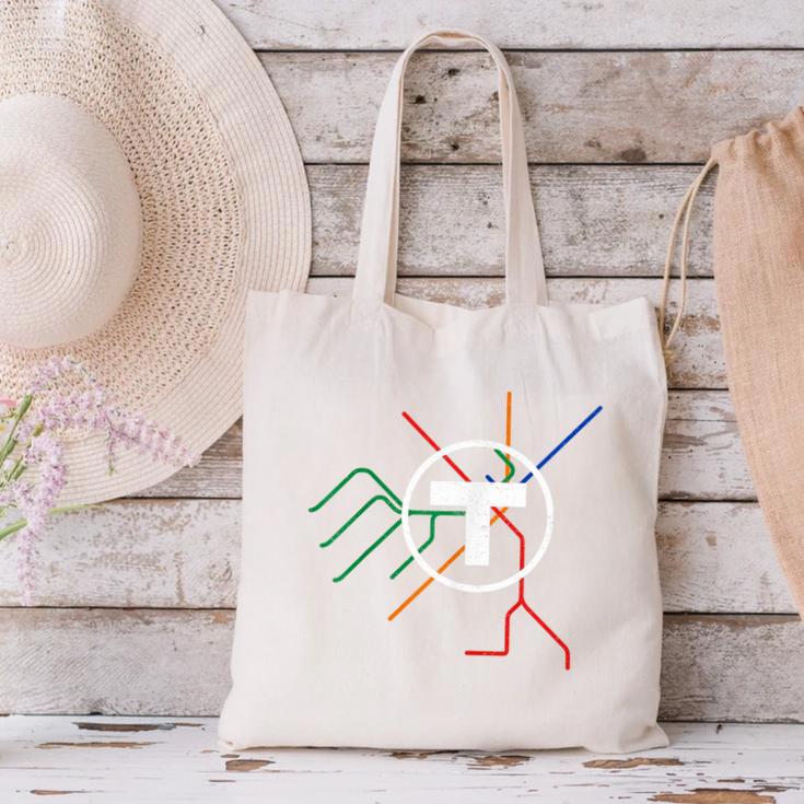 Boston T Subway Map Vintage MBTA Canvas Tote Bag, gift for family, gift for coworker