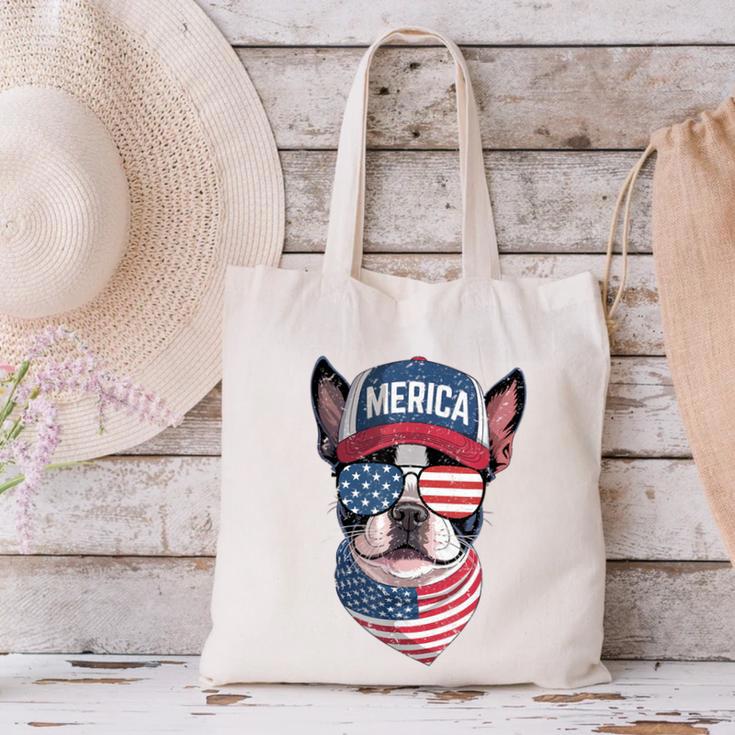 Boston Terrier 4th Of July US Merica Bostie Dog Patriotic For Men Women Kids Canvas Tote Bag, Patriotic Boston Terrier Tote Bags, Boston Terrier 4th Of July Tote Bags, gift for family, gift for coworker